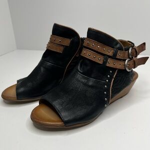 Miz Mooz Floyd Leather Demi-Wedge Sandals Size 38